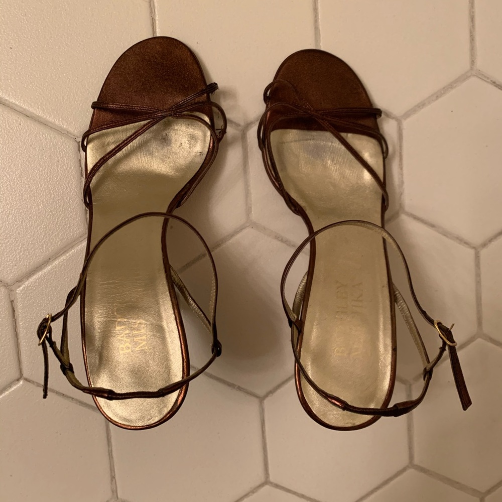 Badgley Mischka Bronze Ankle Strap Stilletto